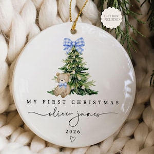 Baby Boy First Christmas Ornament, Boys First Xmas Ornament with Baby Name, Personalized Baby Boy Keepsake Ornament 2025