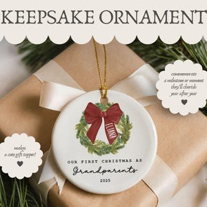 First Christmas As Grandparents Ornament, New Grandparents Christmas Ornament, 1st Christmas Grandparent Ornament, First Grandchild Ornament image 2