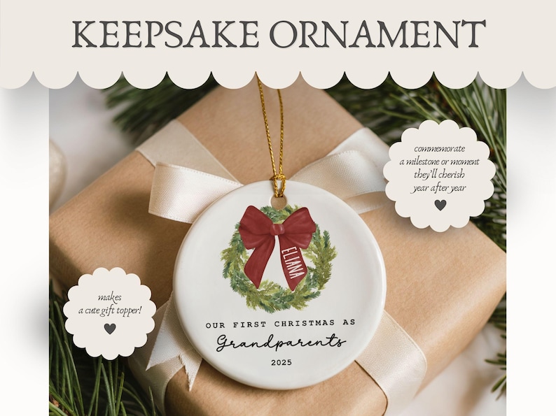 First Christmas As Grandparents Ornament, New Grandparents Christmas Ornament, 1st Christmas Grandparent Ornament, First Grandchild Ornament image 2