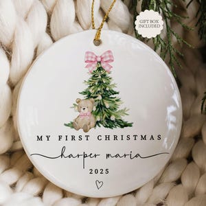 Baby Girl First Christmas Ornament, Girls First Xmas Ornament with Baby Name, Personalized Baby Girl Keepsake Ornament 2025