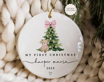 Baby Girl First Christmas Ornament, Girls First Xmas Ornament with Baby Name, Personalized Baby Girl Keepsake Ornament 2025