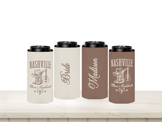Nashville Bachelorette Can Coolers, Personalized Nashville Bach Party Favors