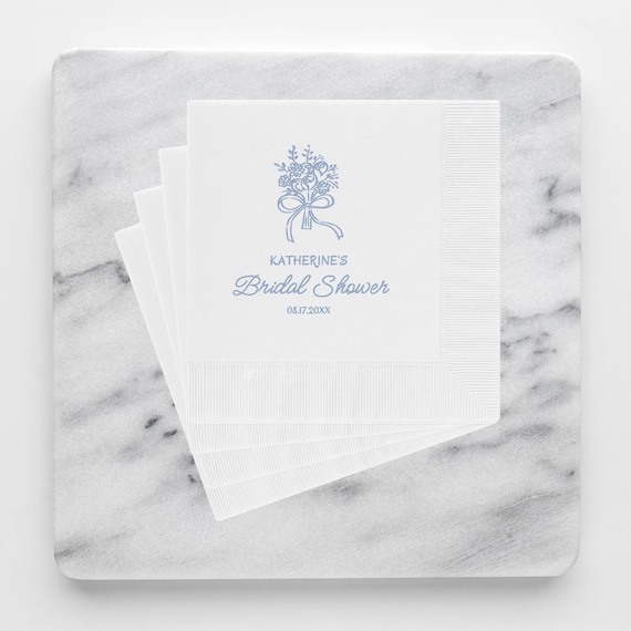 Personalized Napkins for Bridal Shower, Custom Coquette Luncheon and Cocktail Napkins, Cute Wedding Shower Party Decor Paper Beverage Napkin