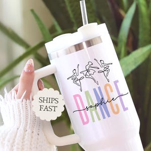 Personalized Dance Tumbler Cup, Gift for Dancer Cup, Custom Ballet Tumbler, Mug Ballerina Dance Lover Gift, Teen Dance Recital Gifts Tumbler