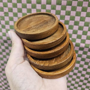 Vintage Teak Coasters - 60s Danish Mid Century Modern - Set of 5