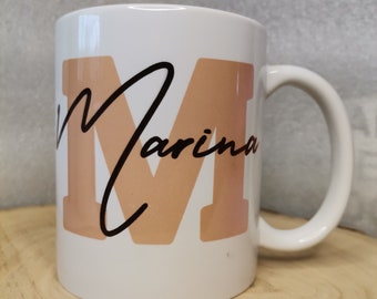 Tasse, "Nom avec lettre initiale", mug, tasse à café, cadeau, anniversaire