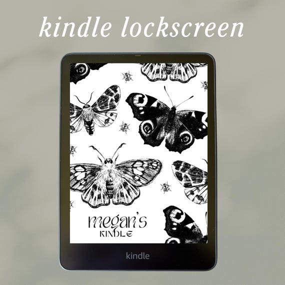 Coquette Butterfly Personalized Kindle Lockscreen | Custom Vintage Botanical Screensaver | Accessories Decorations | Paperwhite | Your Name