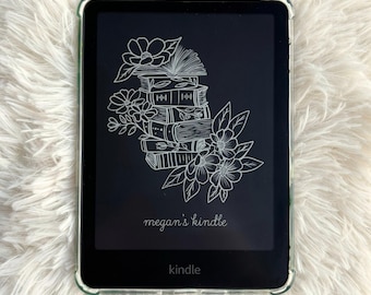 Custom Floral Bookstack Personalized Kindle Lockscreen | Cozy Library Bookshelf Screensaver | Accessories | Paperwhite | Your Name