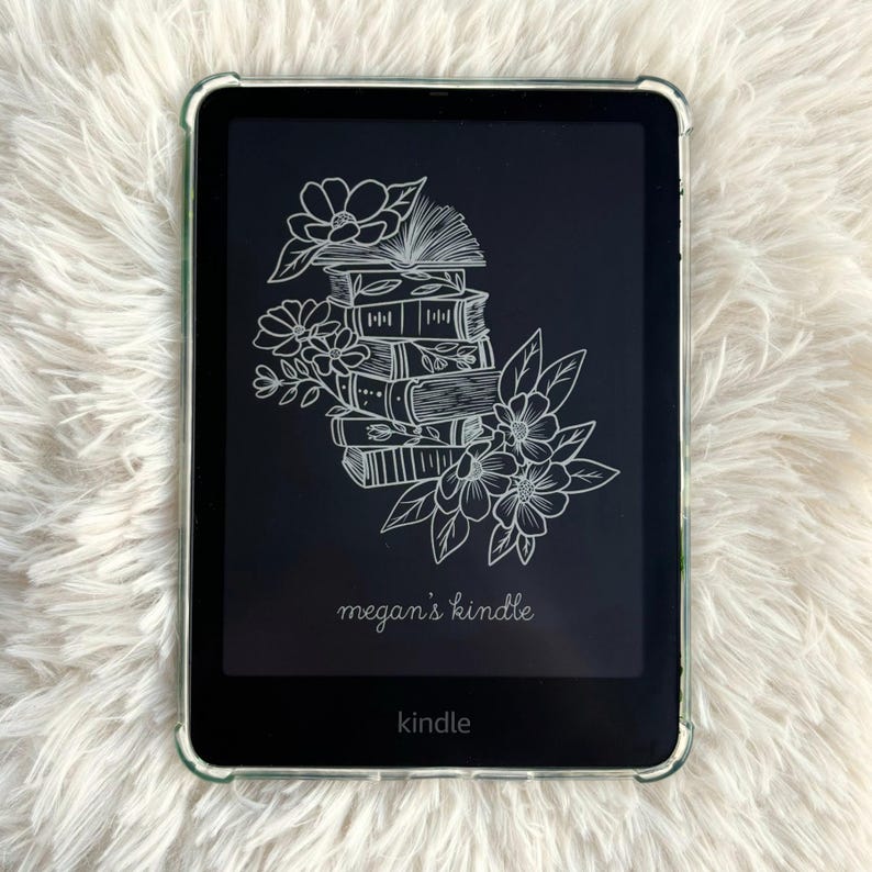 Custom Floral Bookstack Personalized Kindle Lockscreen | Cozy Library ...