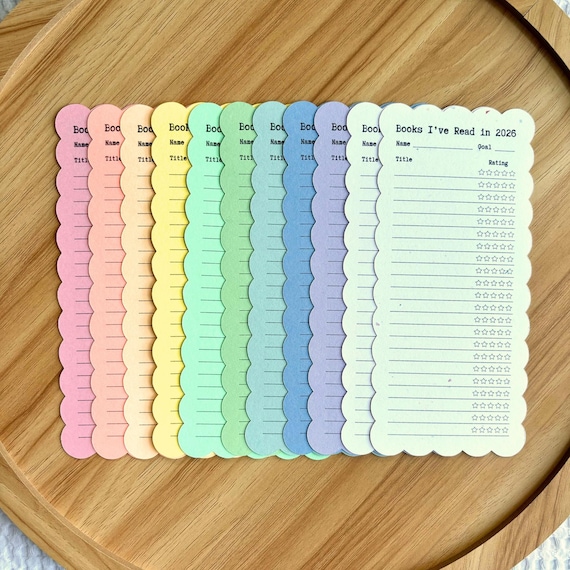 2026 Scalloped Reading List Bookmark | Library Card Log | Review Tracker | Personalize Bookmark | Book Club Card | TBR List | Coquette