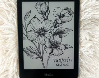 コケットフローラルのパーソナライズされたKindleロック画面 | ボタニカルカスタムスクリーンセーバー | アクセサリーデコレーション | Paperwhite | あなたの名前のワイルドフラワー