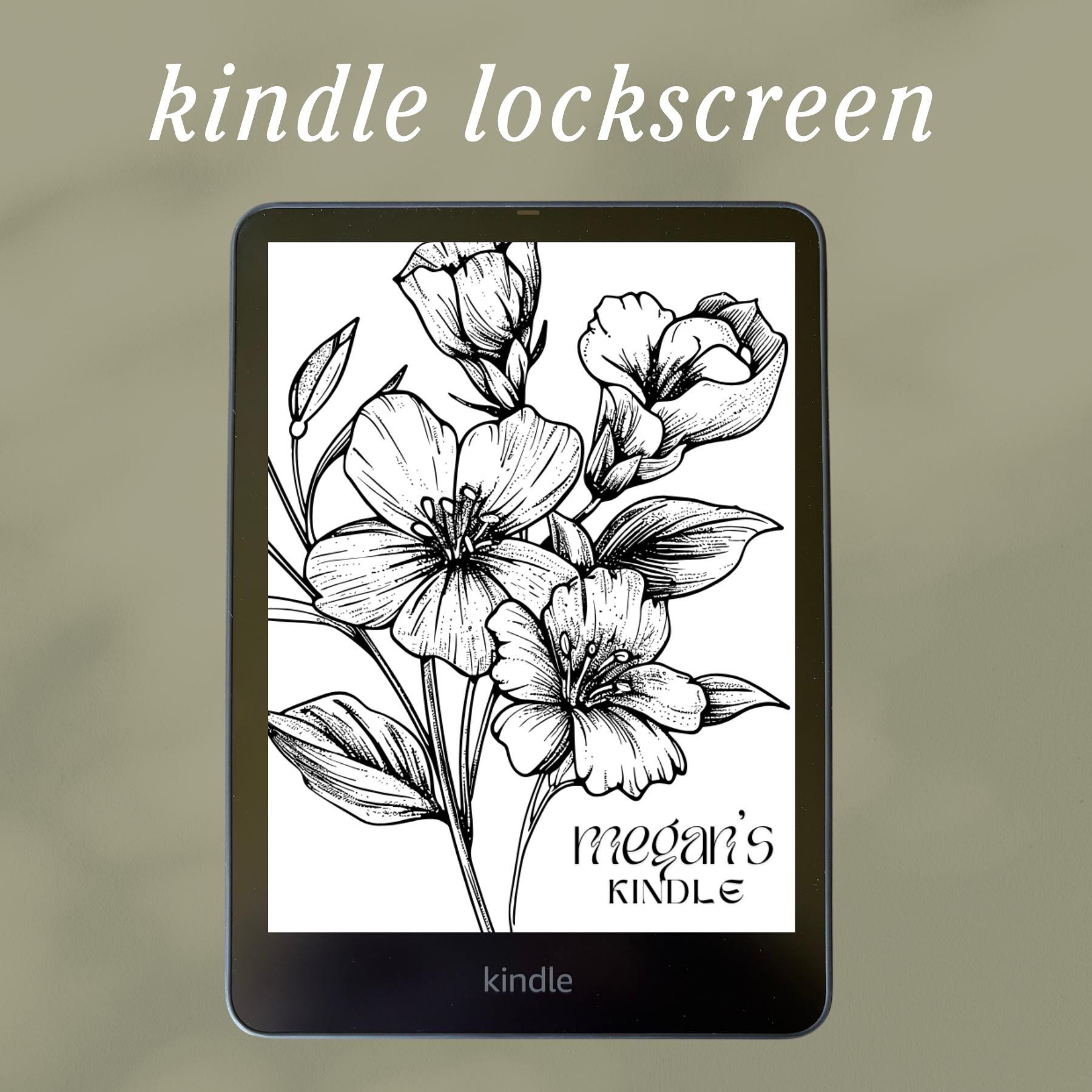 Coquette Floral Personalized Kindle Lockscreen | Botanical Custom Screensaver | Accessories Decorations | Paperwhite | Your Name Wildflowers