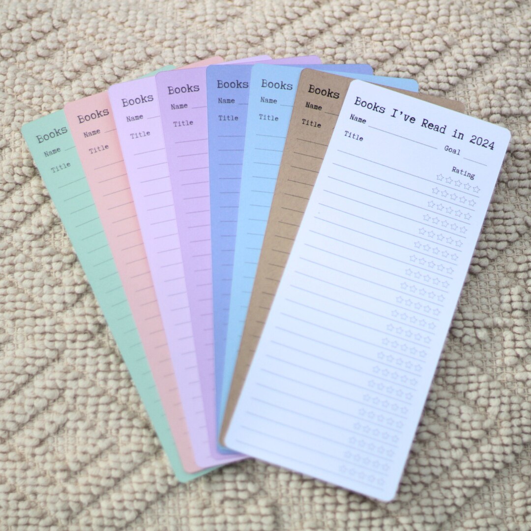 2024 2025 Reading List Bookmark Library Card Reading Log Book Marker