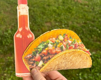 Taco and Hot Sauce Bookmark Set | Funny Bookmarks | Gift for Book Lover | Mexican Food Lover | Librarian Gift | Burrito Taco Hot Sauce