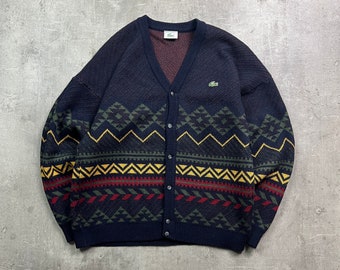 Vintage Lacoste Cardigan Vintage Sweater Lacoste Sweater Old Money Navy 90s L