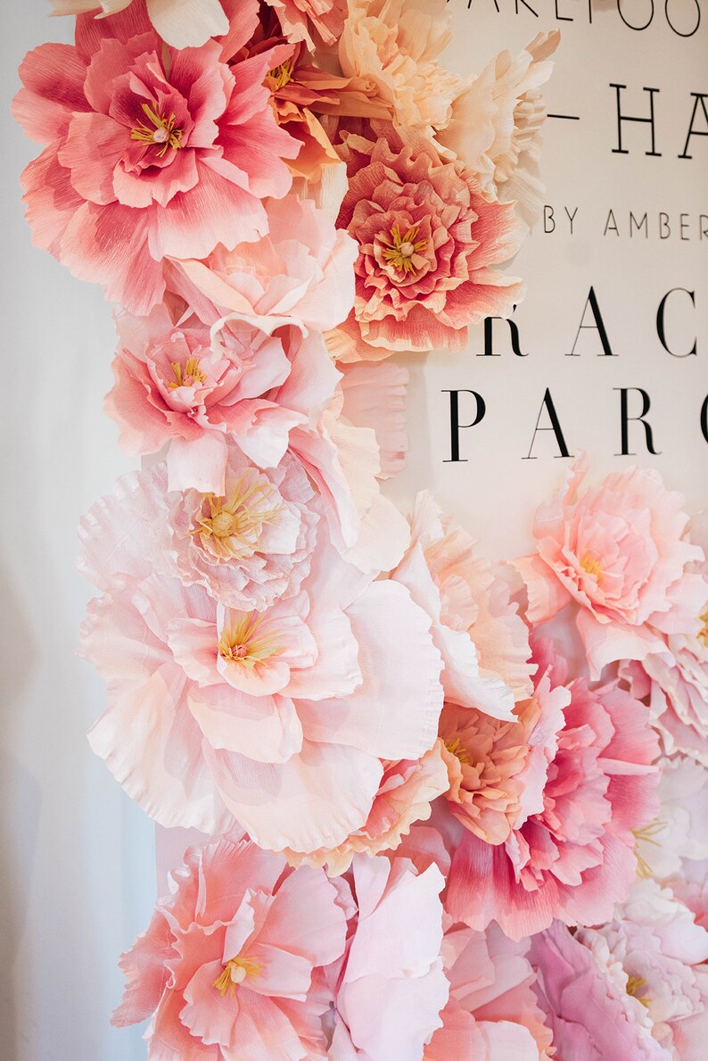 8pcs of 30cm Crepe Paper Peony Flower Backdrop Window Display Hanging