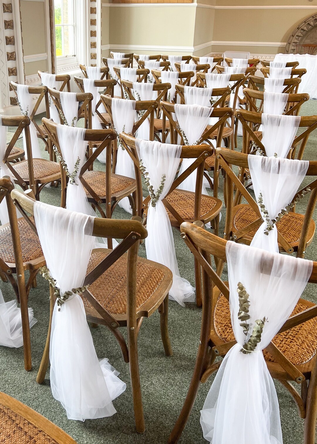 Wedding Chair Sash With Rich Tulle Fabric Winter Wedding Outdoor