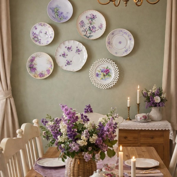 Passion Blossom Purple Vintage Plate Wall Kit