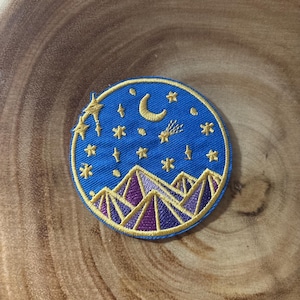 Mountain Night Sky Iron On Patch