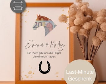 Personalized horse cash gift | Birthday gift | Horse lover | Horse owner | Last-minute gift | PDF digital download