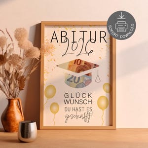 Geldgeschenk zum Abitur 2026 – PDF Druckvorlage | Glückwünsche Schulabschluss | Abi Prüfungen bestanden | PDF Digitaler Download