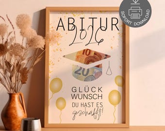Money gift for graduating from high school in 2026 – PDF print template | Congratulations on passing your final exams | PDF digital download