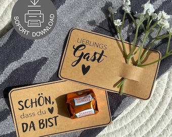 Printable template: Glad you're here, favorite guest | Table decoration | Place cards | Birthday | Wedding | Christening | Digital download | PDF