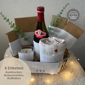 Gift basket with 8 labels for women | a little break | best friend | Mother&#39;s Day gift | birthday gift | Valentine&#39;s Day gift for women | PDF download
