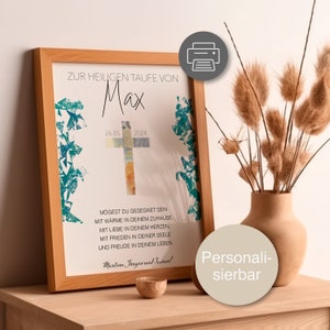 Geldgeschenk Taufe personalisiert | Taufe Geschenk Mädchen Jungen | Taufspruch | Kreuz|Poster Karte ausdrucken|PDF digitaler Sofort Download