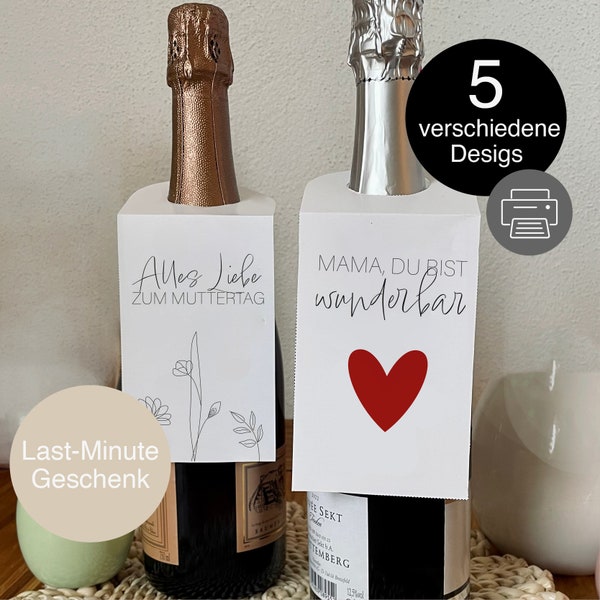 5 bottle tags Mother's Day | Mother's Day gift | | Sparkling wine Aperol | Gift tags | Last minute gift | Digital download | PDF