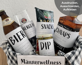Gift basket for men | 6 labels | Gift idea for men | Gift for boyfriend | Beer | Birthday present | Valentine's Day | PDF download
