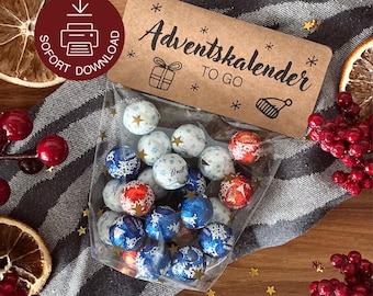 Advent Calendar to Go Printable Template | Printable Bag Closure | DIY Mini Advent Calendar | Instant PDF Download | Bag Flap | Christmas