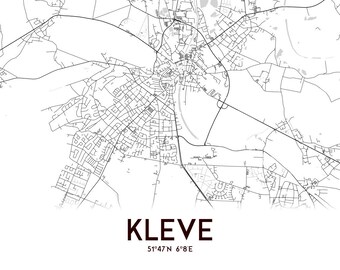 Stylized map of Kleve, Germany
