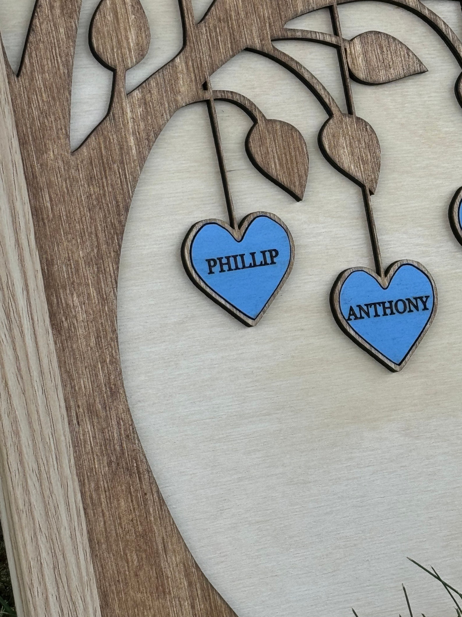 Personalized Family Tree Wood Plaque,picture With Custom Name Hearts ...