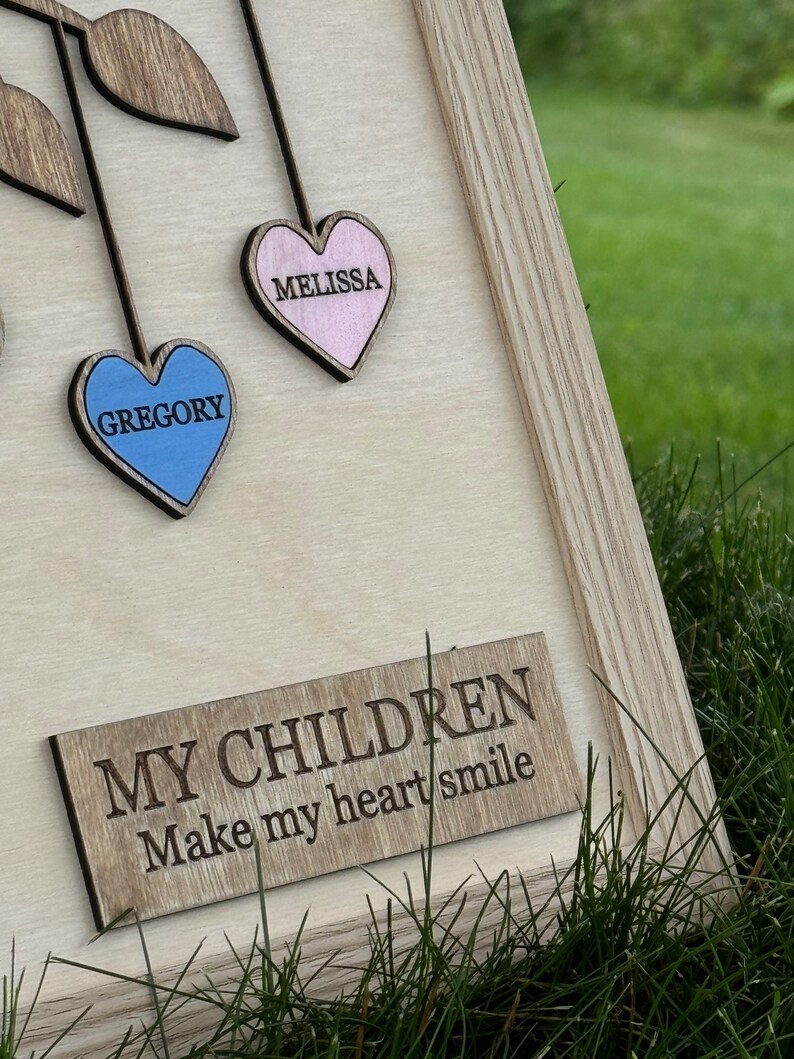 Personalized Family Tree Wood Plaque,picture With Custom Name Hearts ...