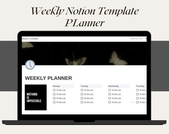 Weekly Notion Planner Template | Digital Planner | Notion Calendar | Notion Dashboard | Customizable Template | Editable | Aesthetic