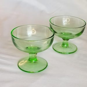 Vintage Green Glass Footed Sherbet Cups – Set of 2