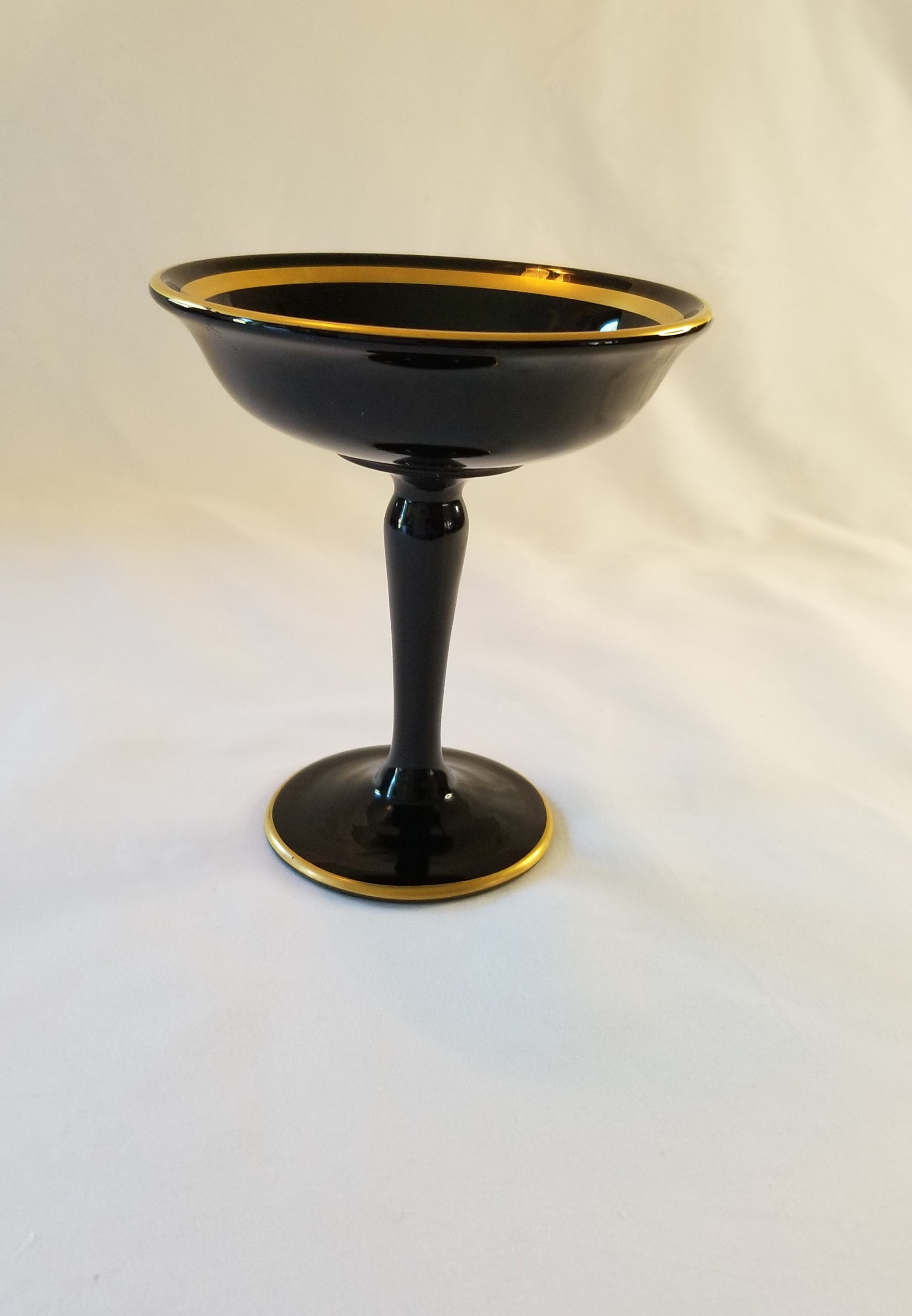 Black Ceramic Compote With Gold Edging - Etsy