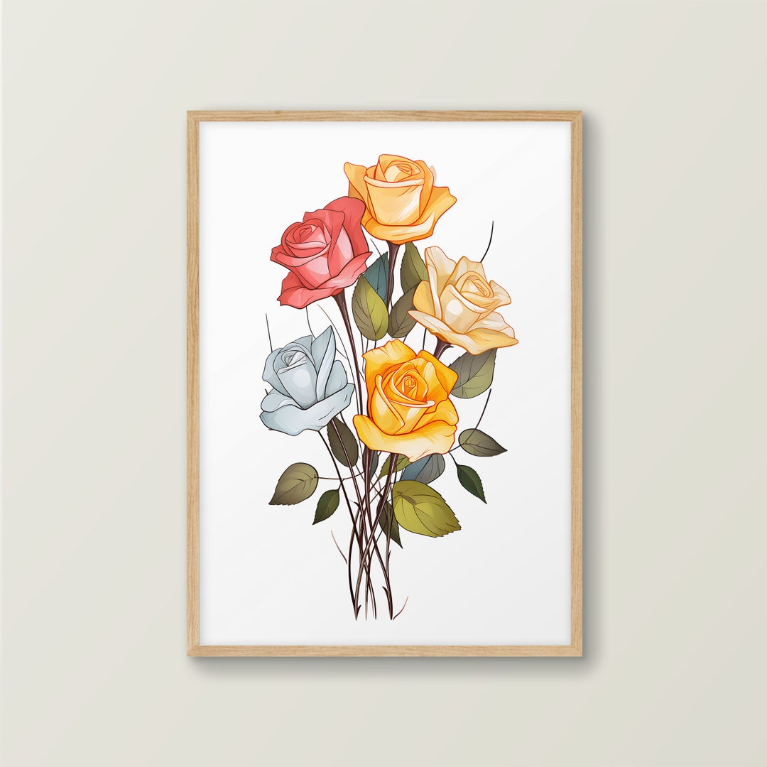 Botanical Wall Art, Roses Art Print, Printable Wall Art, Flower Print ...