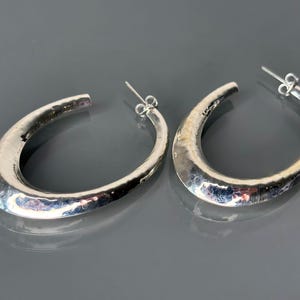 Hammered Sterling Silver Hoop Earrings: Modern Half-Hoops