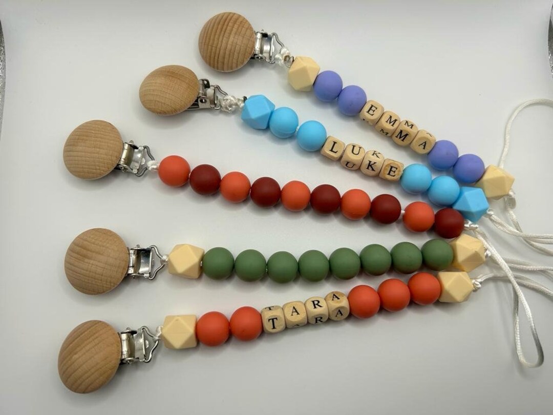 Personalized Pacifier Clip, Custom Pacifier Holder, Newborn Gift, Boho ...