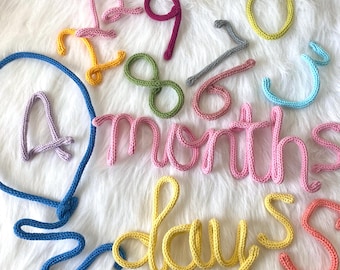 Knitted Baby Milestone Numbers, Baby Photoshoot, Wire Baby Milestone numbers