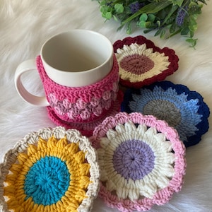 Crochet Mug Cozy, Mug Warmer, Knitted Coffee Cozy, Cup Cozy