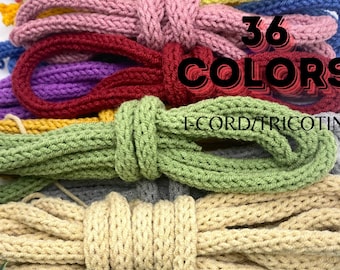 Knitted I-Cord: Acrylic Cotton Tricotin Cord for Crafting - By the Yard