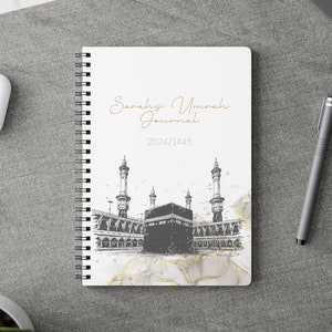 Personalised Islamic Hajj & Umrah Journal, Custom Arabic Name Notebook, muslim journal, quran, salah, dua journaling, umrah mubarak gift