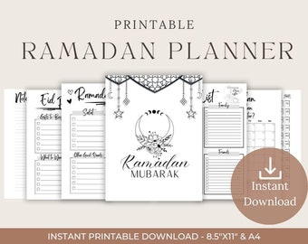 Minimalist Ramadan Planner, Instant Download, Ramadan Printable, Ramadan Planner PDF, Muslim Daily Planner, A4, A5, 8.5"x11" & Happy Planner