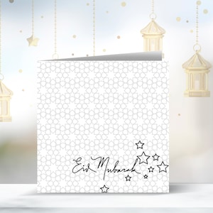 Personalised Eid Mubarak Greetings Cards, Eid Gifts, Eid Present, Card for Eid, Square Cards, Set of 4