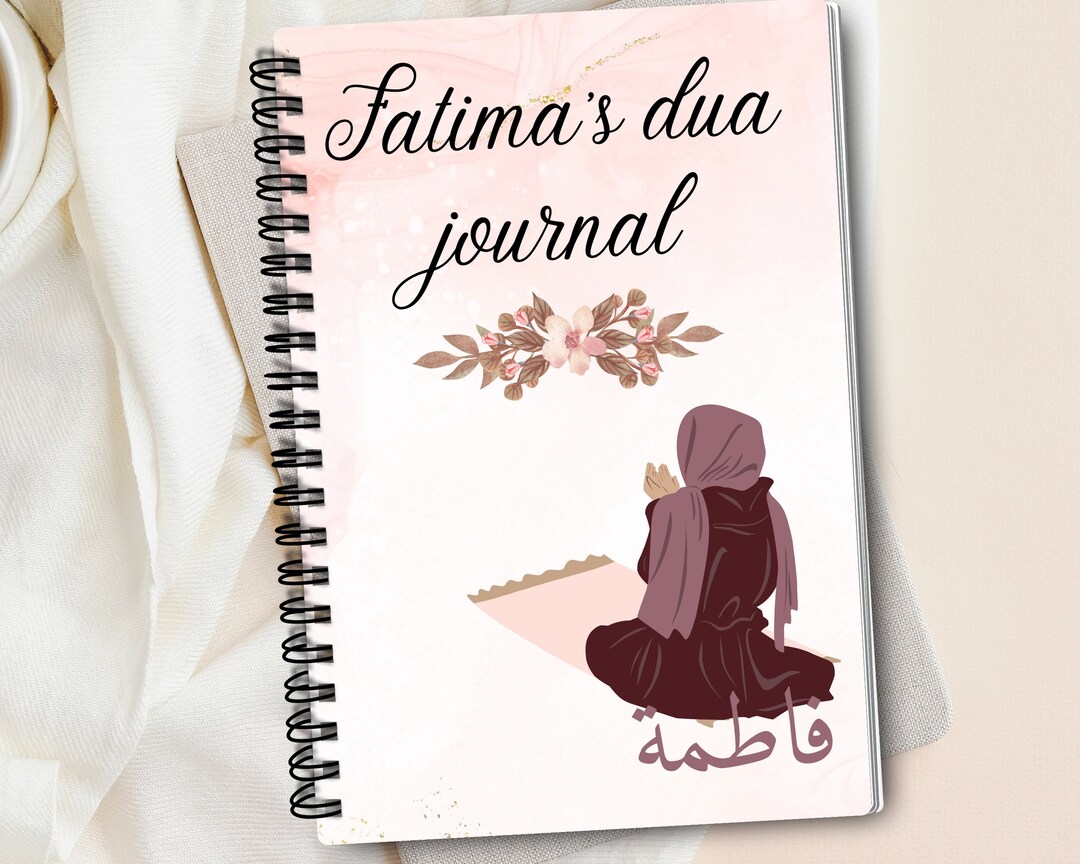 Personalized Dua Journal, Islamic Stationery, Arabic Name & Hijabi