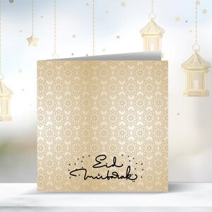 Personalised Eid Mubarak Greetings Cards, Eid Gifts, Eid Present, Card for Eid, Square Cards, Set of 4