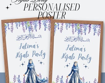 Hijab Party Personalised Print: Muslim Girl Party, hijab art, hijab party decor, muslim hijabi print, scarf wearing party, takleef decor